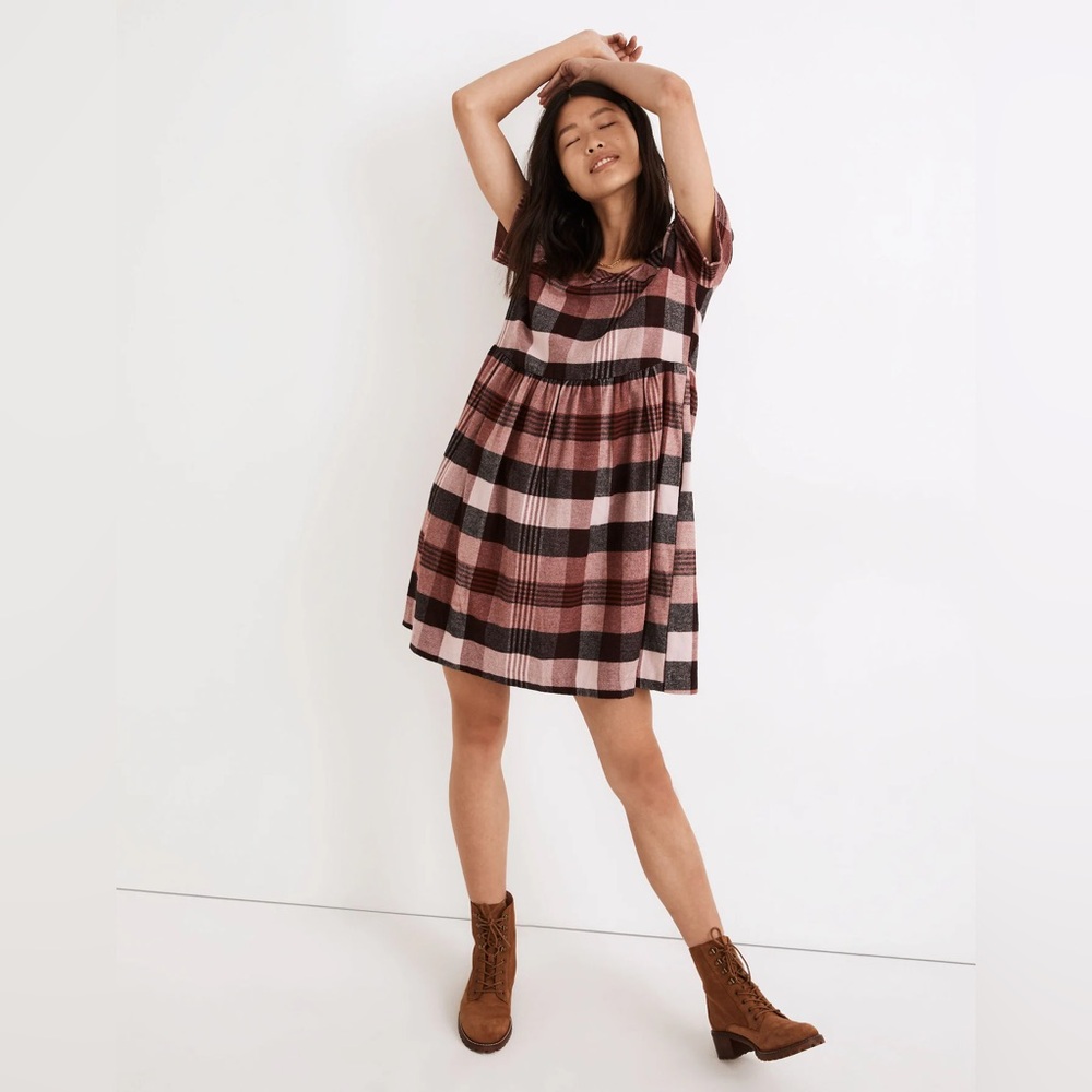 NWOT Madewell Plaid flannel Allie Mini dress
